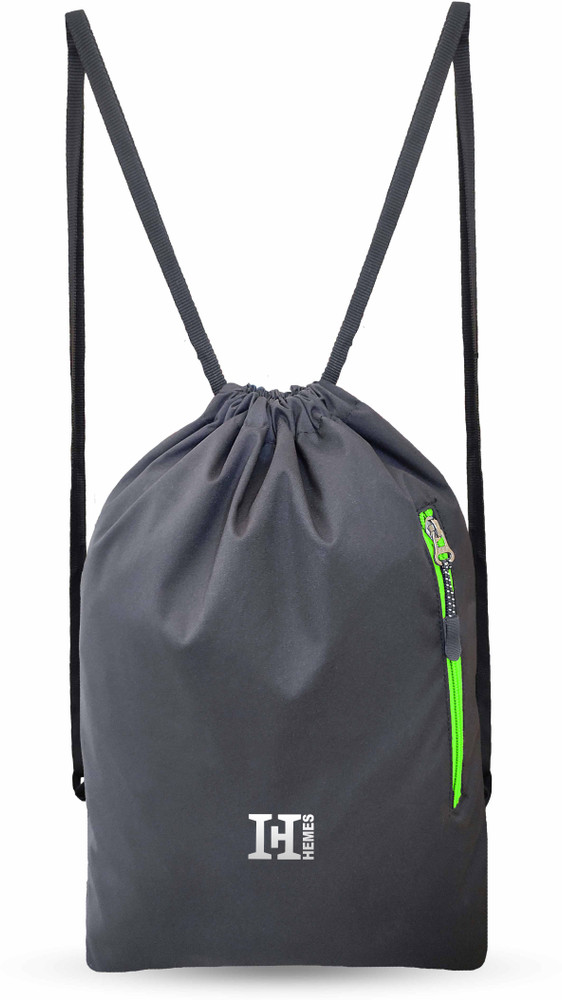 Hemes Drawstring Bag Dori Bag Small Bag Gym Bag With Front Zipper Pocket 12 L Backpack Black Green Price in India Flipkart