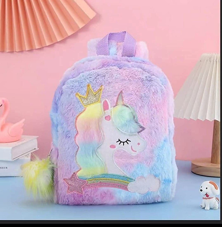 Dhyanshi Lifestyle Unicorn soft fur bag backpack school bag birthday return gift Pack of 1 bag 1 L Backpack MULTICOLOUR Price in India Flipkart
