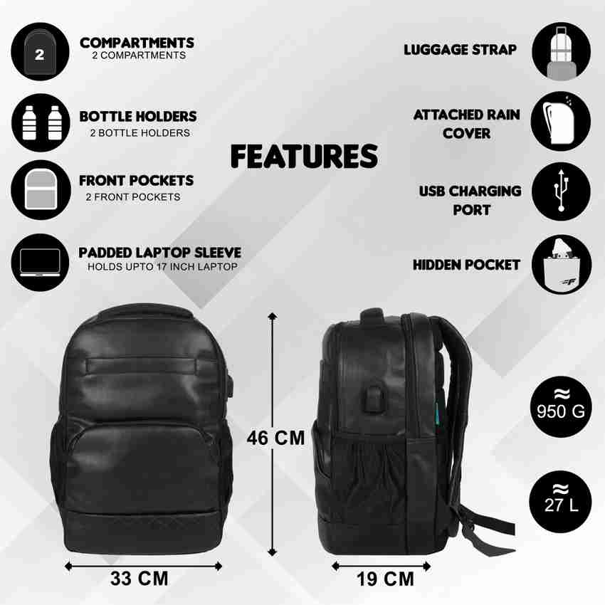 F GEAR Luxur V2 Black 27 L Laptop Backpack Black Price in India Flipkart