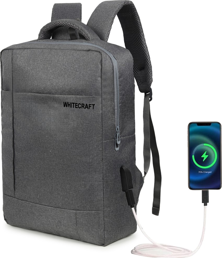 WHITECRAFT Laptop Backpack 16 inch Laptop backpack with USB Charging Bag for Men 25 L Laptop Backpack GREY Price in India Flipkart