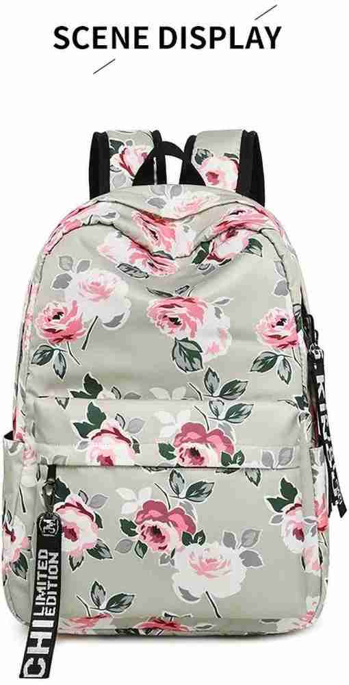 A white PU fashionable dot print combination backpack for daily