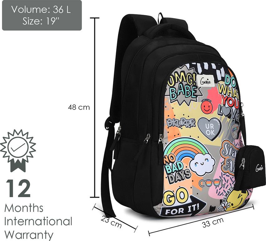 Genie Cool Backpack for Women 19 inch bags for Girls 36 L Laptop
