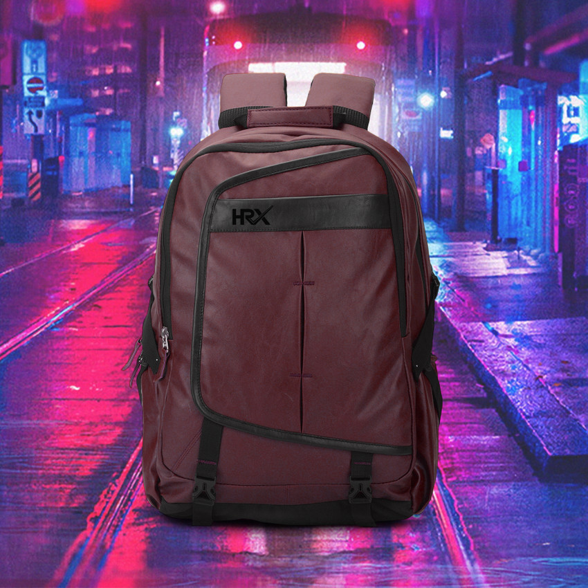 HRX by Hrithik Roshan ASHPER CB Unisex Leather Backpack with Rain Cover 35 L Laptop Backpack Maroon Price in India Flipkart