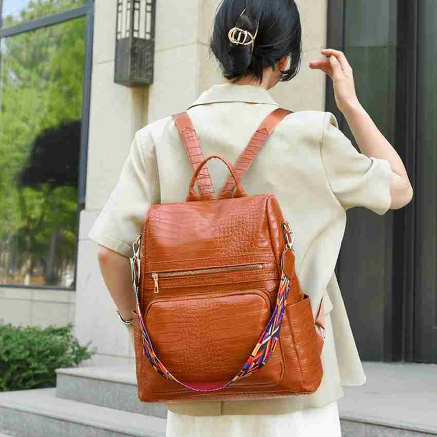 Large Top Handle Leather Backpack, Handbags