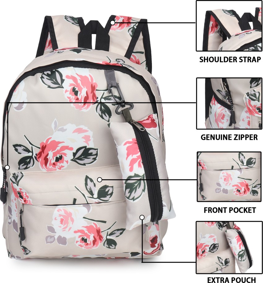 Casual Printed Waterproof Backpack, Large Capacity Shoulder Bag