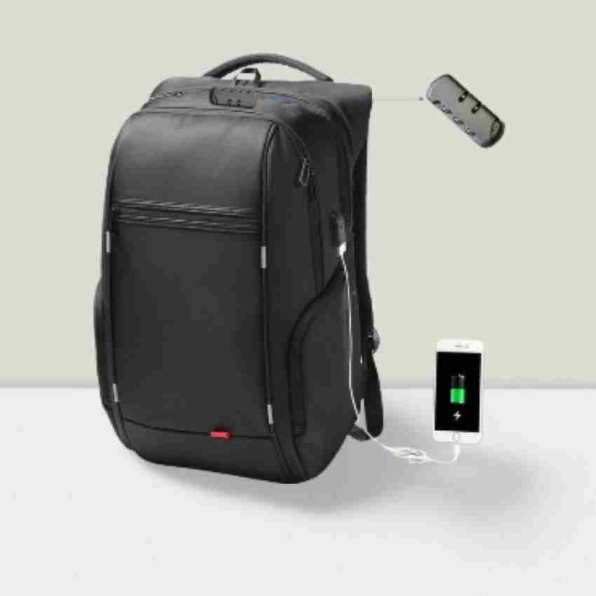 WomenBuzz Spacy Hybrid Anti Theft Laptop Bag With combination security lock and USB 40 L Laptop Backpack Black Price in India Flipkart