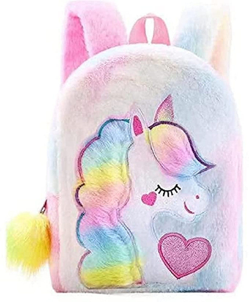KEETLY Unicorn soft fur bag backpack school bag birthday return
