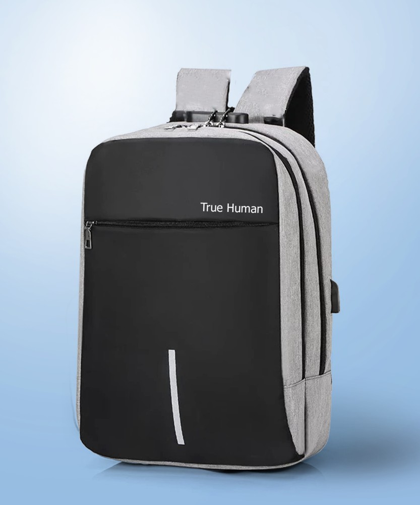 True Human Anti Theft Backpack with Combination Lock USB Charging Port Travel Bag Laptop Bag 32 L Laptop Backpack Grey Price in India Flipkart