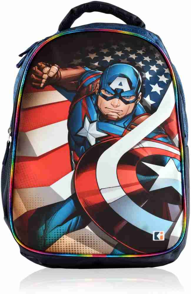 DISNEY Marvel Captain America 4 Compartment Backpack for Boys and Girls Blue 18 L Backpack Blue Price in India Flipkart