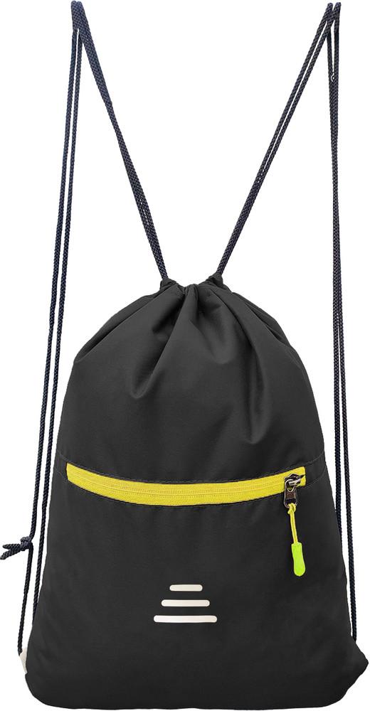 Cp Bigbasket Drawstring Dori Bag Small Bag Gym Bag for Women Men With Front Zipper Pocket 12 L Backpack Black Yellow Price in India Flipkart