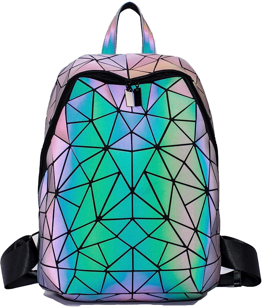 BATCAT Luminous Geometric Holographic Reflective Backpack Color Changing Bag 25 L Backpack Muticolor Price in India Flipkart