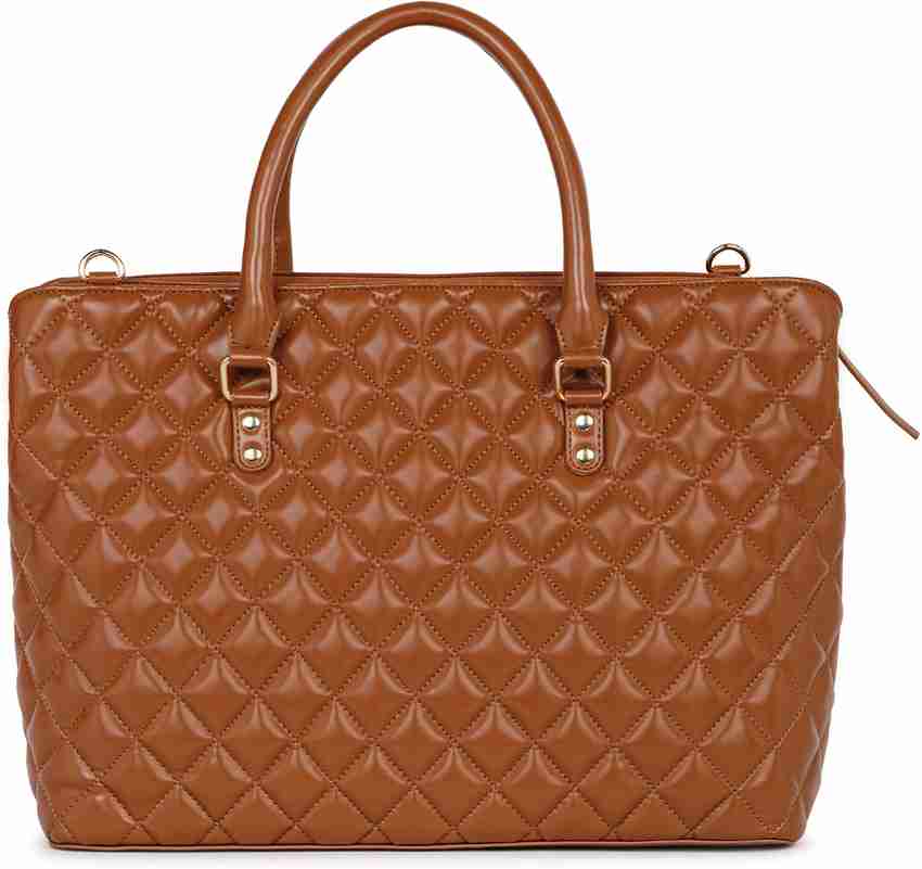 Berrylush Formal Quilted Laptop Bag 13.5 L Laptop Backpack Brown