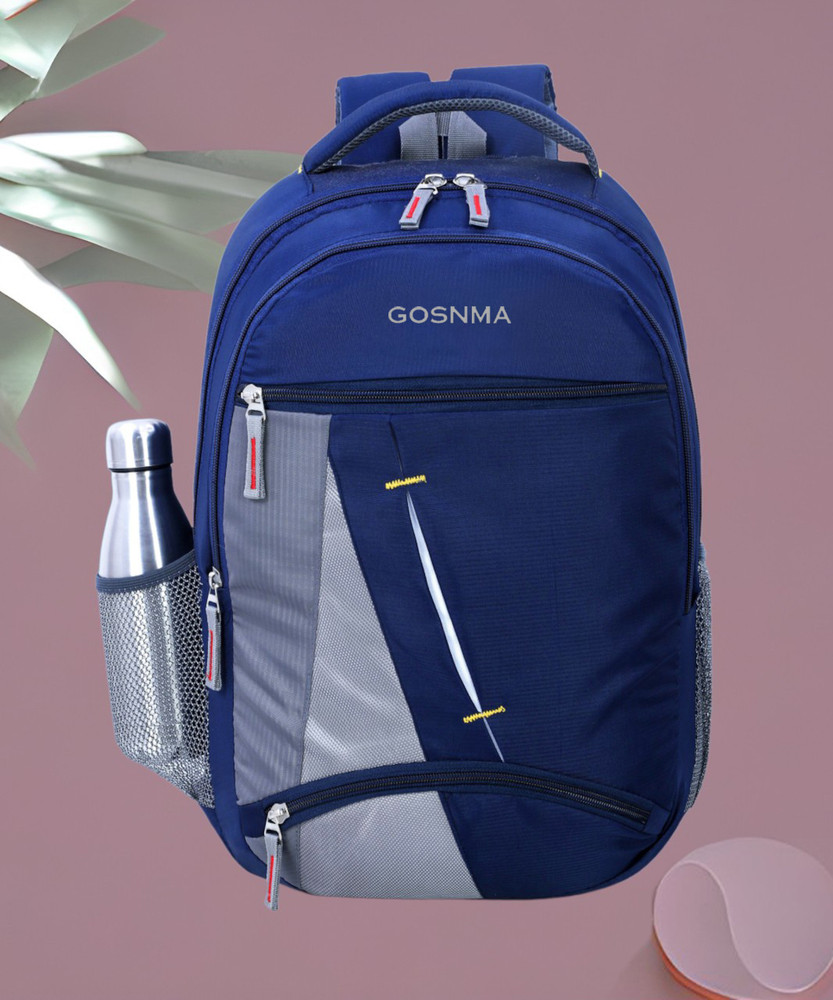 GOSNMA Laptop Backpack Medium Waterproof School Bag College Bag For Unisex 30 L Laptop Backpack Navy Blue Grey Price in India Flipkart