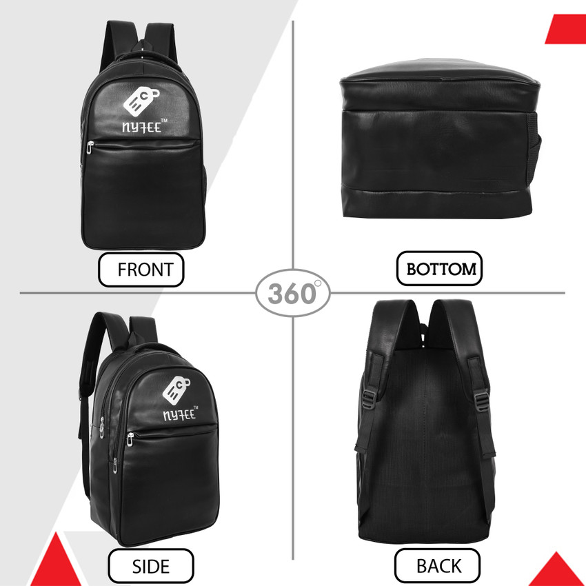 Nyfee Faux Leather Water Resistant Laptop Bag Office Backpack for
