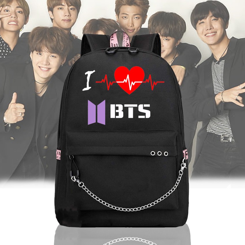 Cluci BTS Backpack, BTS ARMY Bags, Travel/School/Tution Bags For Girls 10  L Backpack Black - Price in India