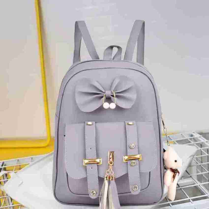 Bagclan Girls Cute Cat Grey School Bag / College Backpack With Pencil Pouch  5 L Laptop Backpack Grey - Price in India