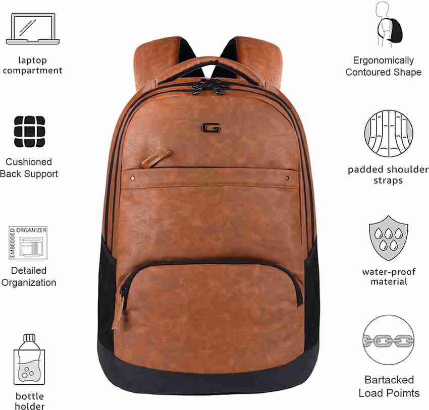 Gear Vintage 2 Leather without Anti Theft 33 L Laptop Backpack Tan Black Price in India Flipkart