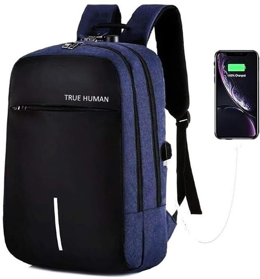 True Human Anti Theft with Combination Lock USB Charging Port Travel Bag Laptop Bag Waterproof Backpack