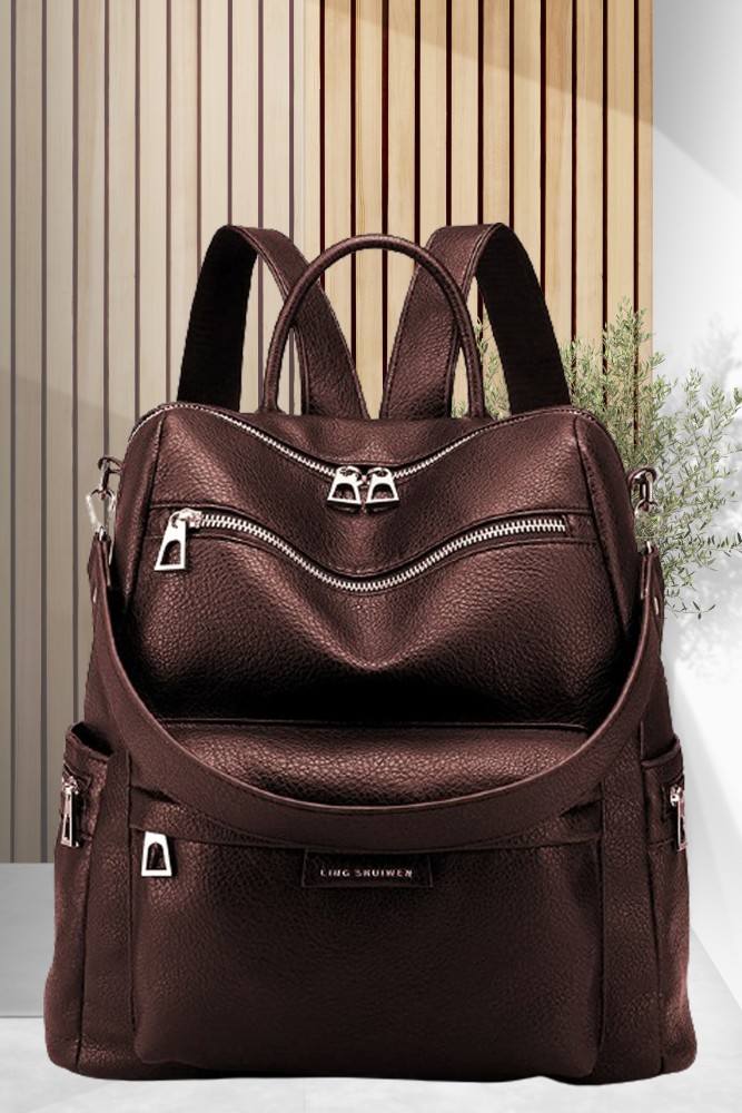 TrueHumaan Women's Fashion Backpack Purses Multipurpose Design Handbags and  Shoulder Bag 25 L Backpack Brown - Price in India