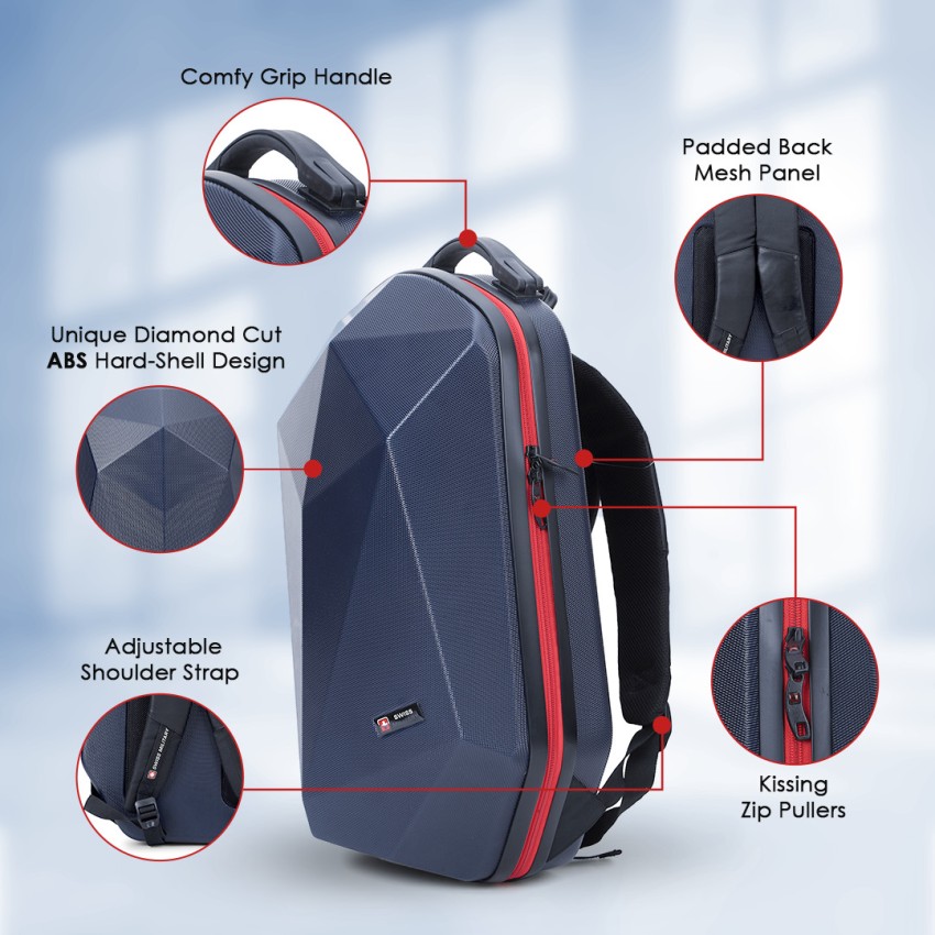 SWISS MILITARY Hard Shell Travel Backpack Alien Series Dimond Cut ABS bag upto 15.6 Laptop 32 L Laptop Backpack Blue Price in India Flipkart