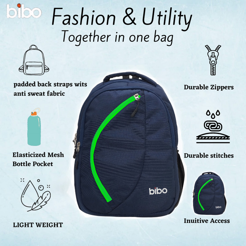BIBO men backpack for college carrying laptop stylish and weightless easy to carrying 35 L Backpack navy blue green Price in India Flipkart