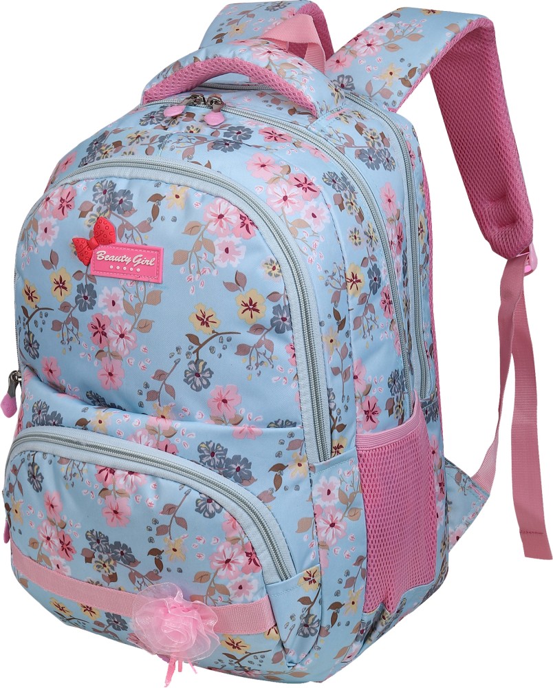 Pink And Grey Kids Girl Backpack School Bag