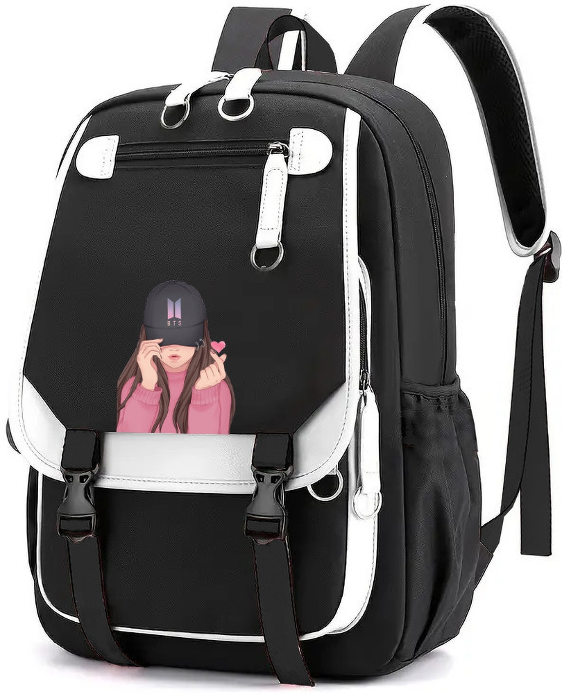BTS Bags for Girl School Bags Kpop Bangtan Theme Prints Casual Bag For College Girls 25 L Backpack Black Price in India Flipkart