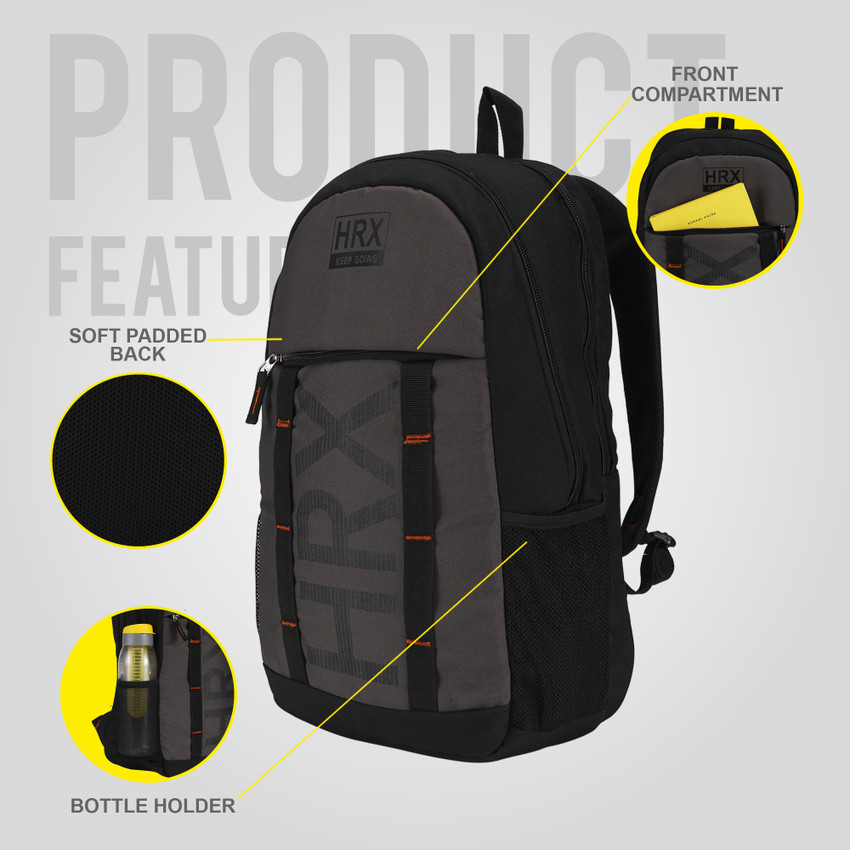 HRX by Hrithik Roshan H01 Unisex bag for men fit upto 16 Inch college bag school bag 35 L Laptop Backpack Grey Price in India Flipkart