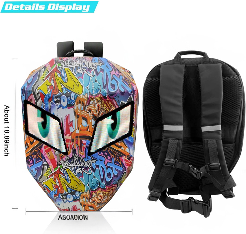 REDHORNS For Motorcycle Riding LED Eye Backpack DIY Programmable
