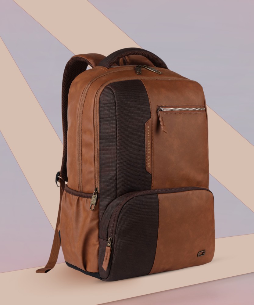 Gear Vintage 2 Anti Theft Faux Leather 31 L Laptop Backpack Tan Brown Price in India Flipkart