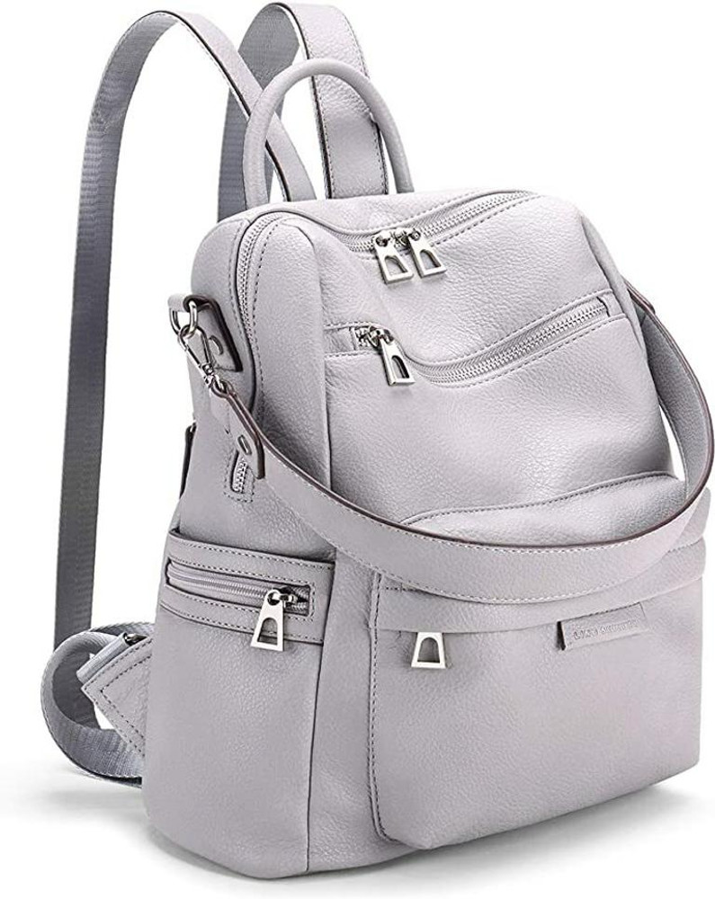 Grey leather rucksack womens discount