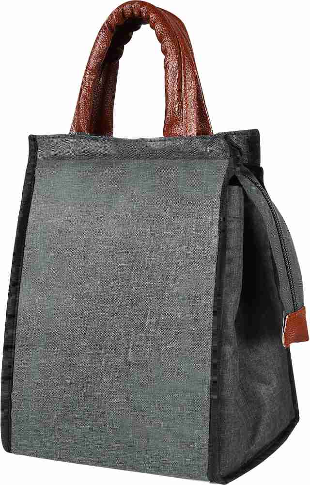 LOREM BLACK Linen Textured Insulated Tiffin bag/Lunch Bag For Men & Women  TB05