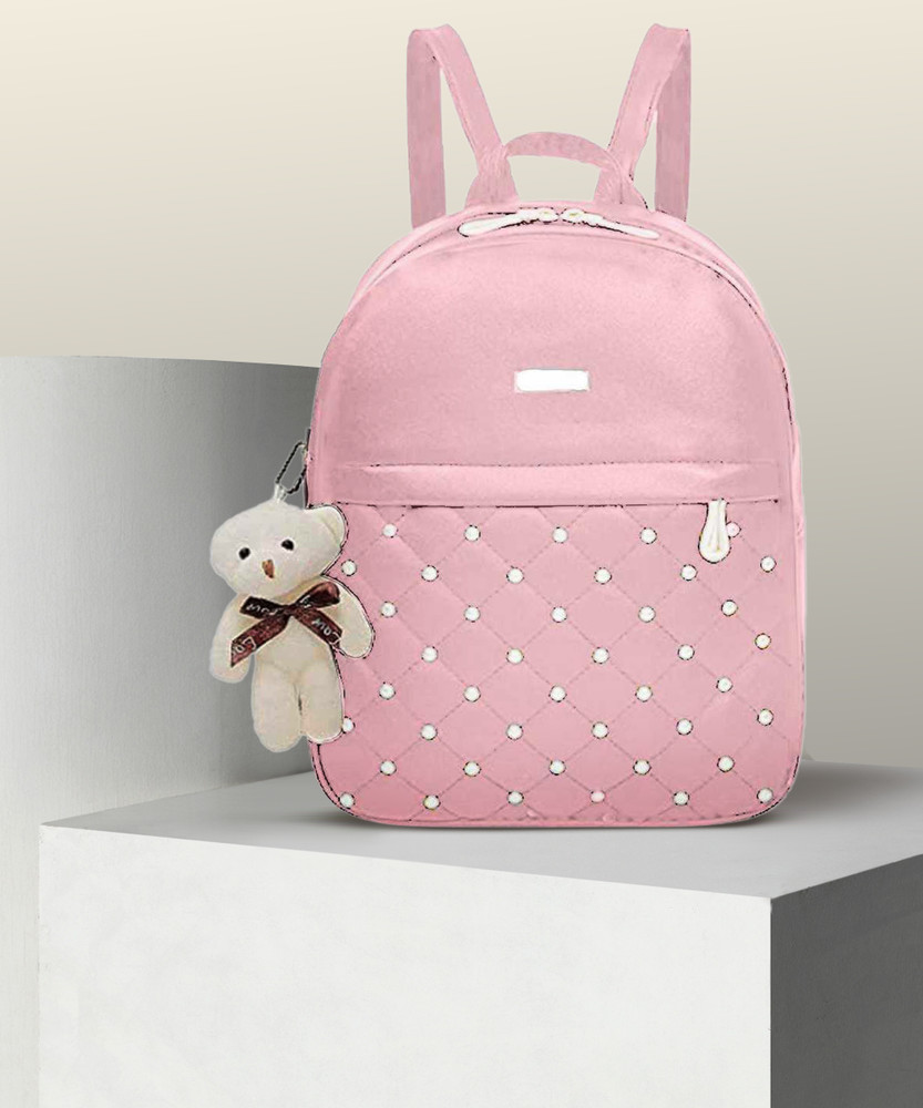 Flipkart BestLook Stylish Fashionable Simple Bag For Ladies Girls Women School College Traveling Bag Casual Backpack 10 L 10 inch BABY PINK Backpack Backpack