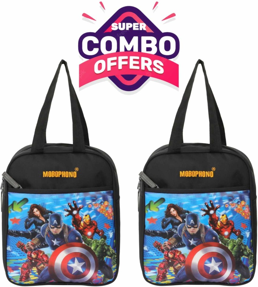 Flipkart Mobophono Combo pack of 2 LTIFFIN BAG Waterproof Avengers Lunch Bag BLACK Waterproof Lunch Bag Lunch Bag