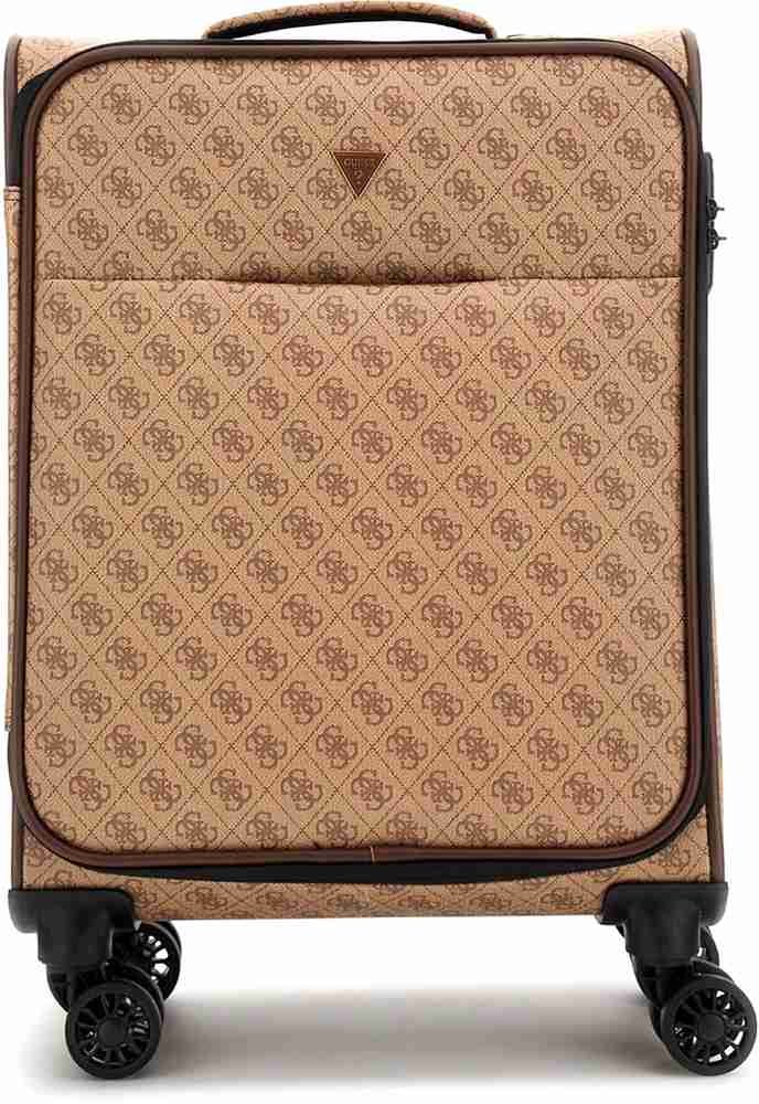 Flipkart GUESS Men Beige Printed Trolley Bag with Zip Closure Trolley Trolley