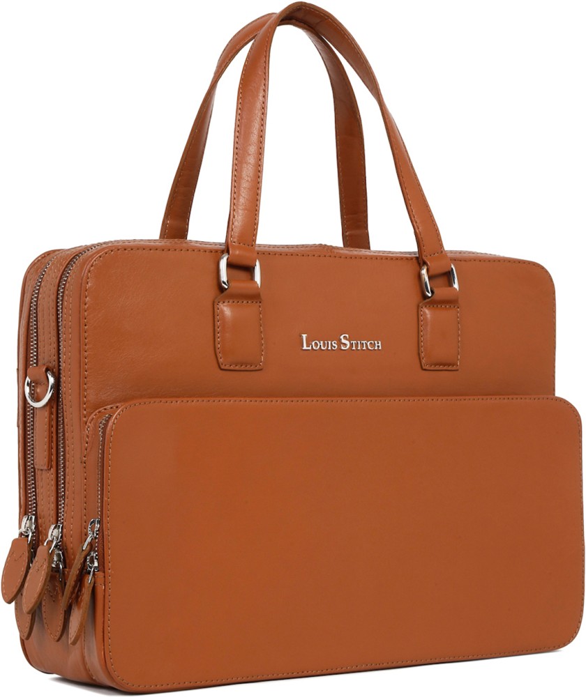 LOUIS STITCH Tan Italian Leather Laptop Bag for Men  Multipurpose Bag - Multipurpose Bag