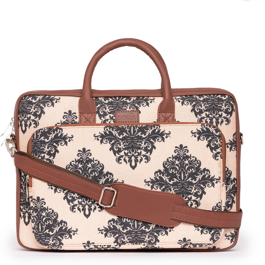 Flipkart ZOUK Jute Laptop Bag for Men and Women for upto 15.6 inch Laptop with Water Resistant Lining Mughal Motif Print Messenger Bag Messenger Bag