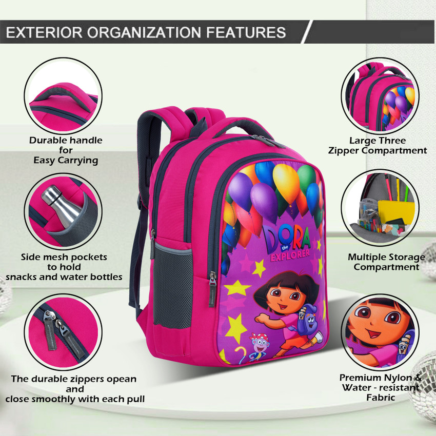 Flipkart Rozen Large 35L DORA School Bag Pre School For 1st std 5th std Lightweight Waterproof School Bag School Bag