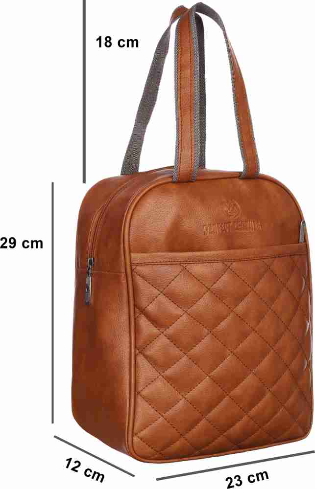 Bags, Tophie Pu Leather Brown Check Lunch Bag