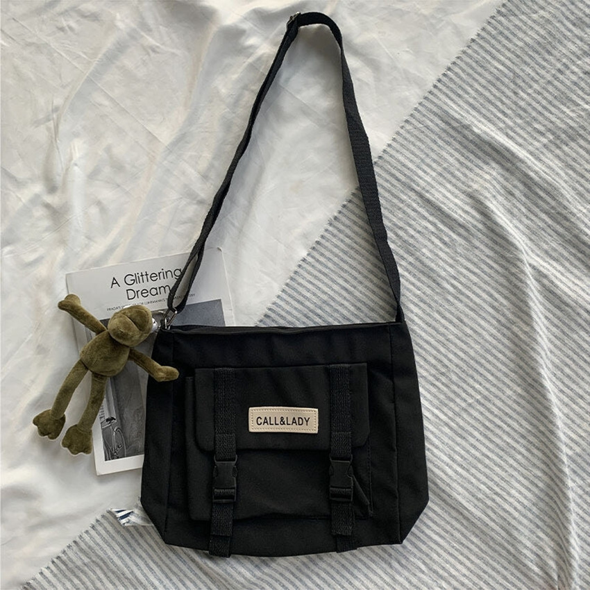 TFTP Vintage Men Canvas Shoulder Bag Satchel Casual Crossbody Messenger School Bag Black