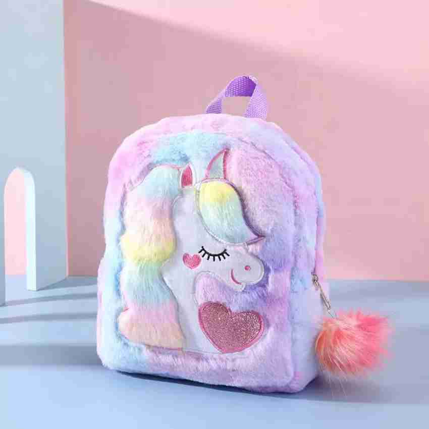 Flipkart AGC Unicorn Furry Backpack Cute Unicorn Bag Soft Fluffy Plush bag cum Unicorn Furry Waterproof School Bag School Bag