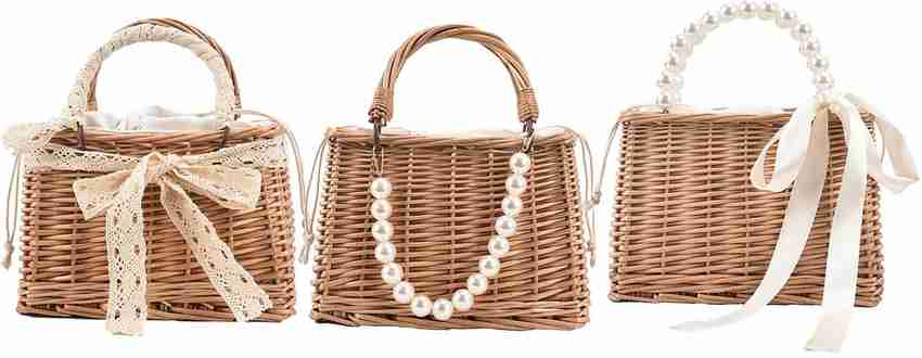 Flipkart.com | BNF Summer Straw Bag Basket Handbag Double Handles for  Market Shopping Decor Silk Shoulder Bag - Shoulder Bag