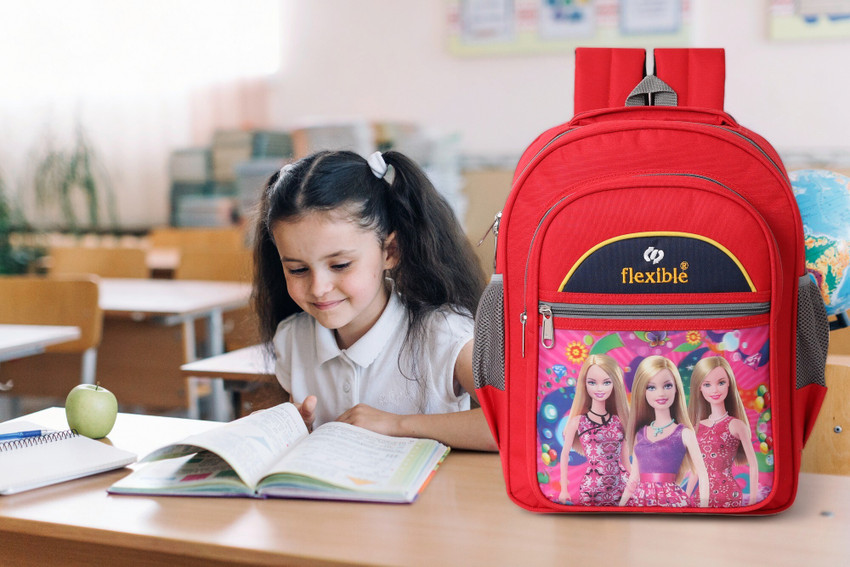 Flipkart Flexible Barbie girls High quality school bag for Nursery LKG UKG 1st STD 30L RED Waterproof School Bag School Bag