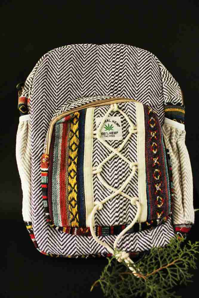 Flipkart kush kulture Himalayan Hemp Assorted Tribal Medium size Bag with String Design Boho Backpack Backpack Backpack