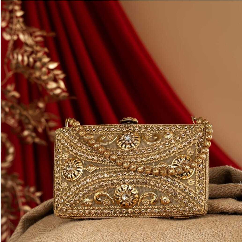 KInternational Vintage Gold Half Oval Bridal Clutch Sling Bag Sling Bag Flipkart