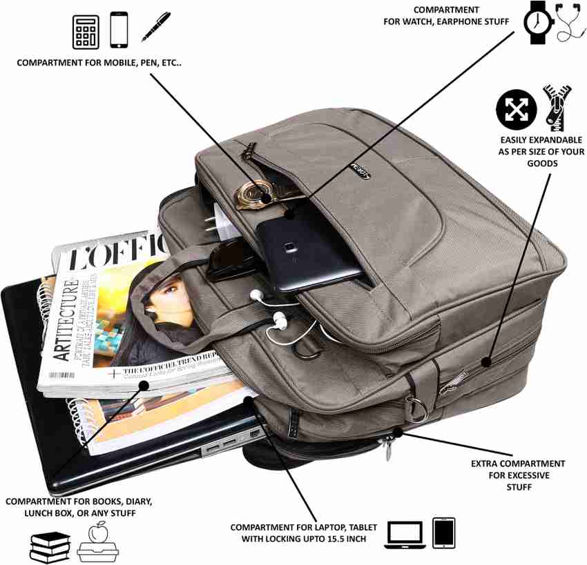 Flipkart LOREM BG81 Cream Color Big Expandable Laptop Shoulder Briefcase Bag for Office Waterproof Messenger Bag Messenger Bag