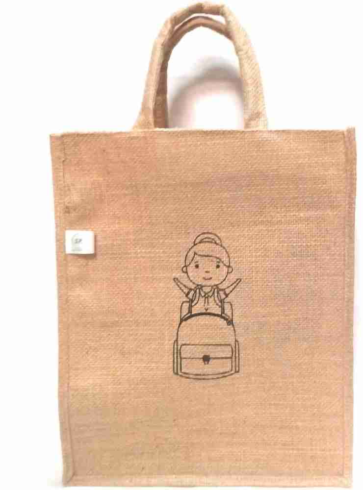 Flipkart Shree Radhikanha Jute Lunch Bag for Office Men Women Students Kids in Medium Size Beige Color Waterproof Lunch Bag Lunch Bag