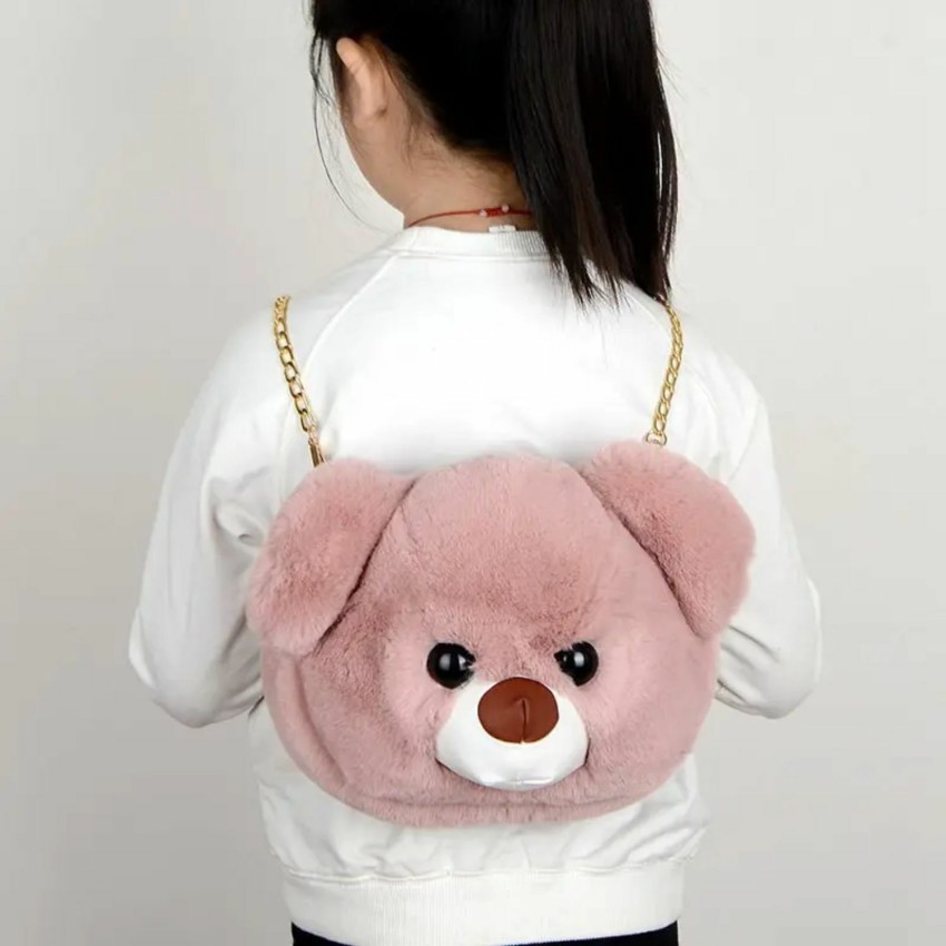 Kid Plush Crossbody Bag Cartoon Bear Shoulder Bag Cute Round