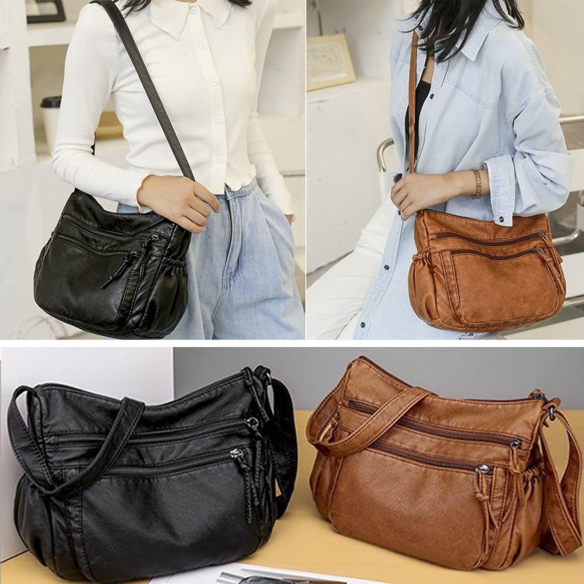 Atgbiem 100 Percent Leather Crossbody Bags for Women Small Camera Handbag  Black Shoulder Bag Purse Removable Wide Strap (XX2302black): Amazon.co.uk:  Fashion