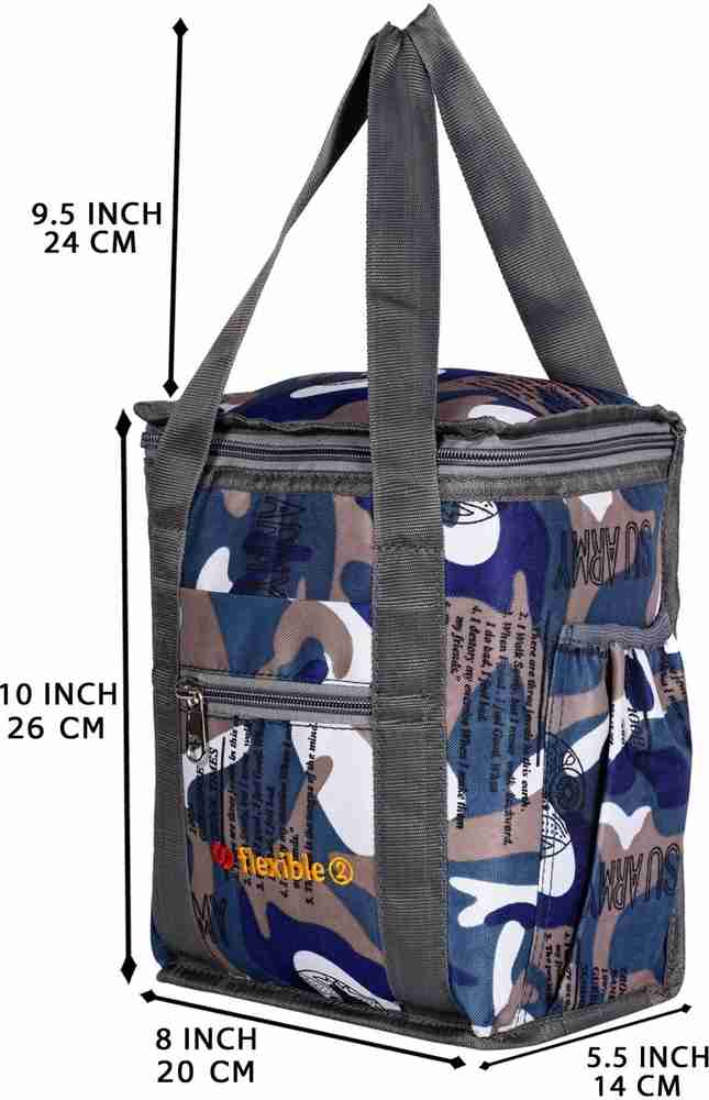 Flexible Branded Premium Quality Hand Lunch bag Medium Size Combo Pack of 2 for both Men and Women for Office School College Picnic blue